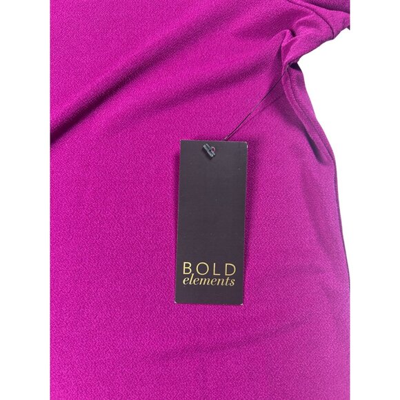 Bold Elements‎ Blouse Women's Large Magenta Top Ruffled Sleeve Cold Shoulder New - Picture 7 of 9
